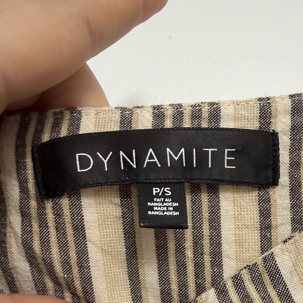 Dynamite Black and Tan Striped Linen Blend Dress - Picture 2 of 7